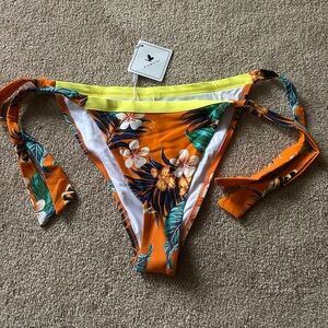 KAMONI Orange Floral Tropical One-Piece with Yellow Trim